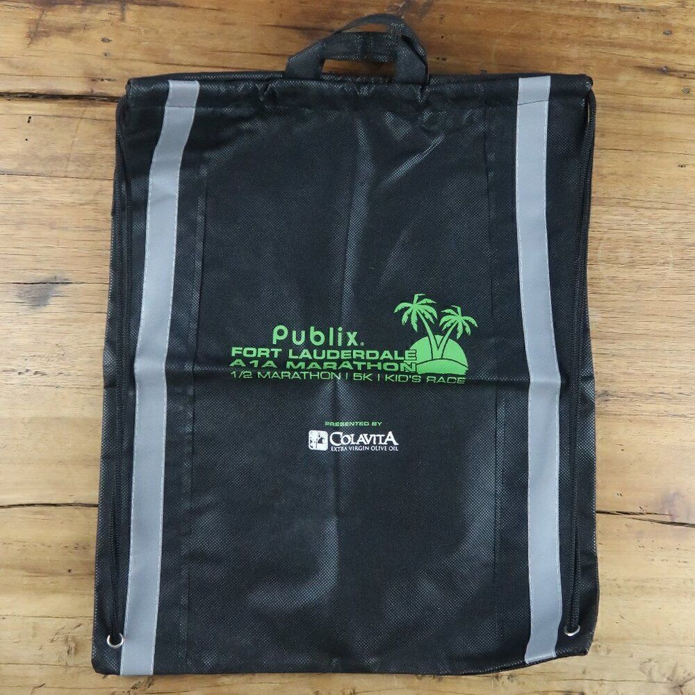 PUBLIX BLACK LARGE CINCH BAG SHOPPING BAG DRAWSTRING BACKPACK NEW